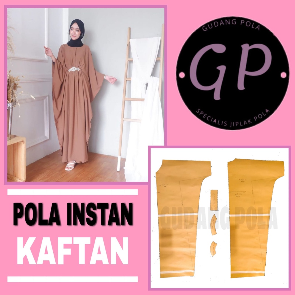 [✓COD] Pola Gamis Kaftan - Pola Jiplak Instan Gamis Kaftan - Pola Baju Gudang Pola