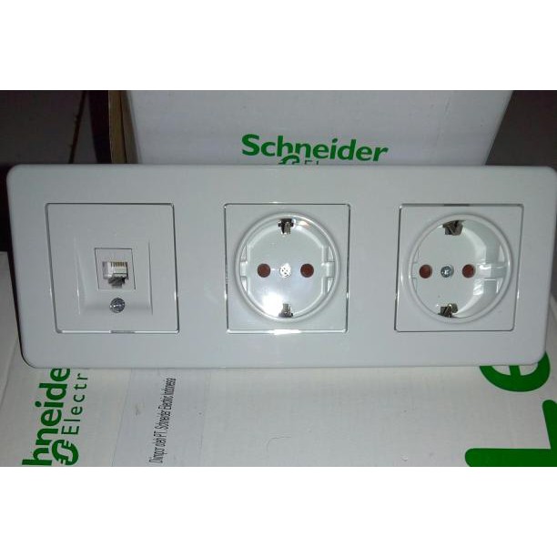 Leona Outlet Data Cat6 + 2 Stop Kontak Schneider