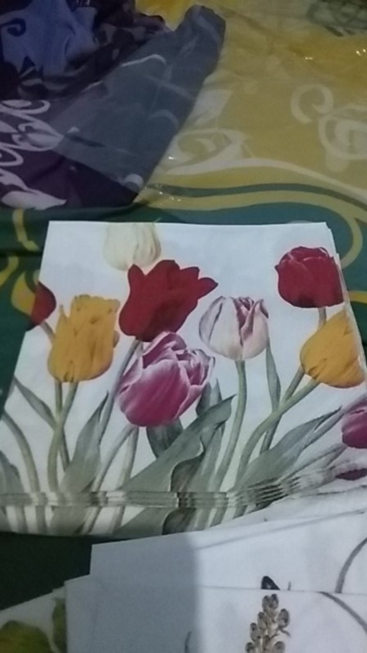 Tisu / Napkin Decoupage Grosir - 33x33 Cm - Tulips White
