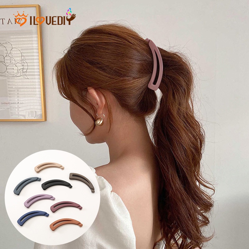 Jepit Rambut Ponytail Upright Model Cakar Warna Solid Untuk Wanita