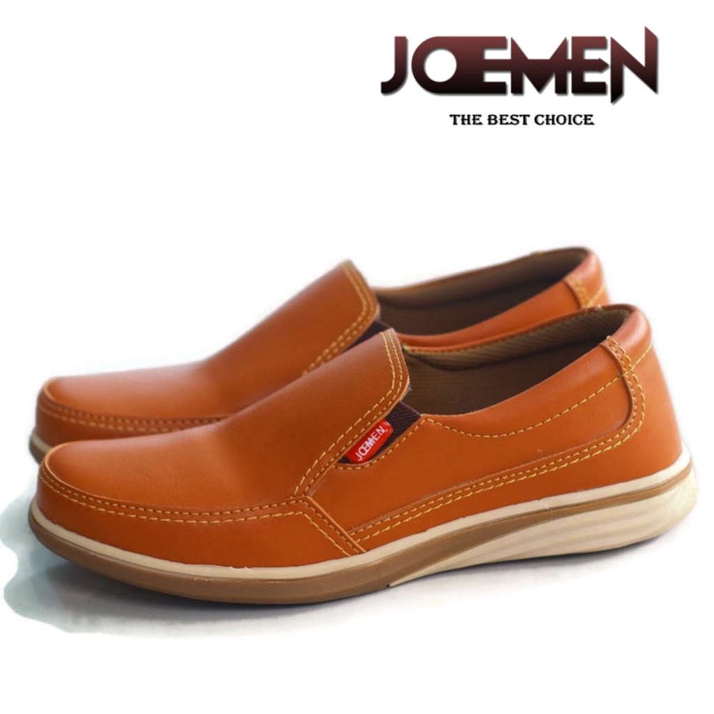 Sepatu Spatu Pria Keren Casual Slip On Kulit Original Hitam Kets Kerja Kekinian Import Pria Asli COD