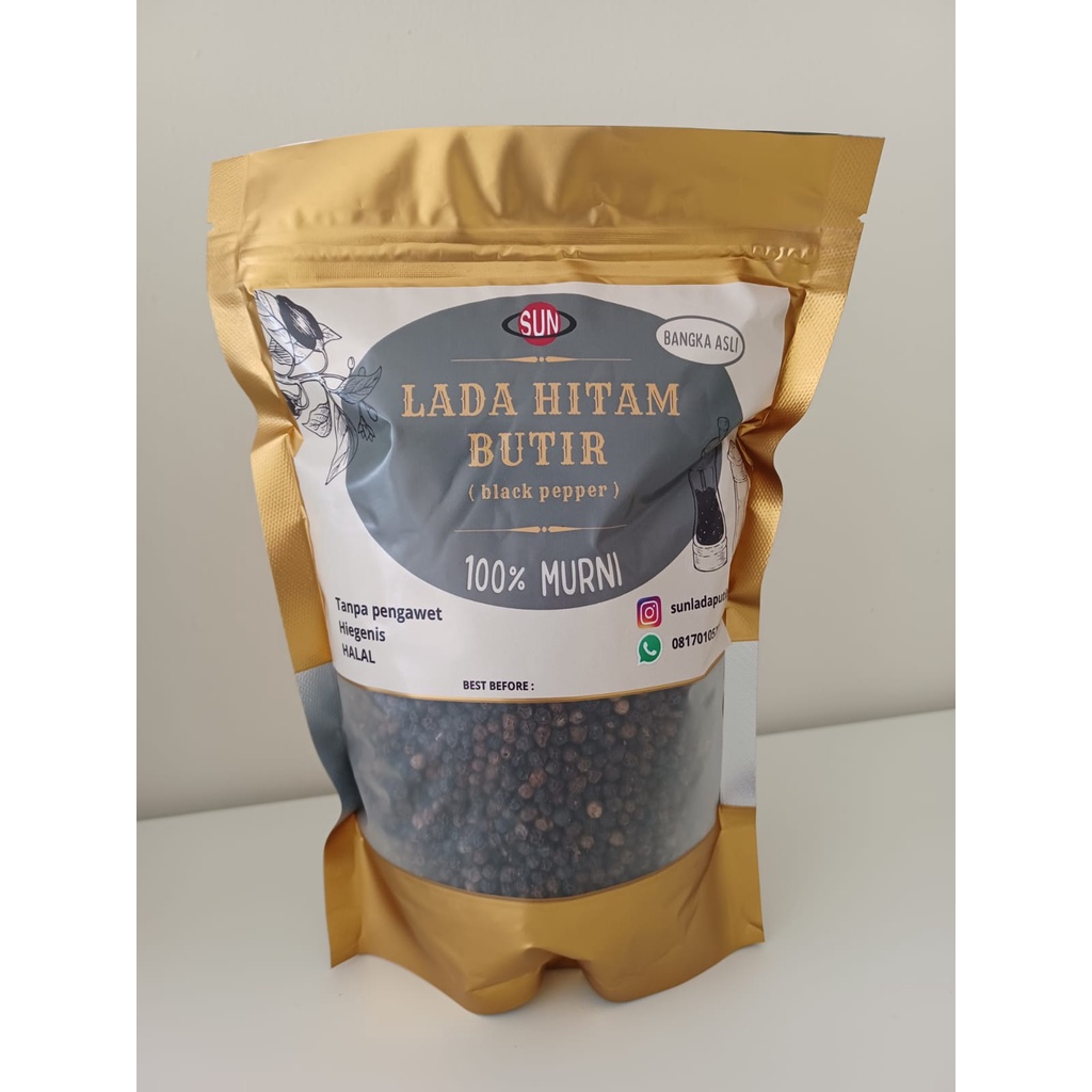 

Lada Hitam Butir / Black Pepper Grains Bangka Butiran Pilihan Premium Tanpa Campuran Tanpa Pengawet Grade A