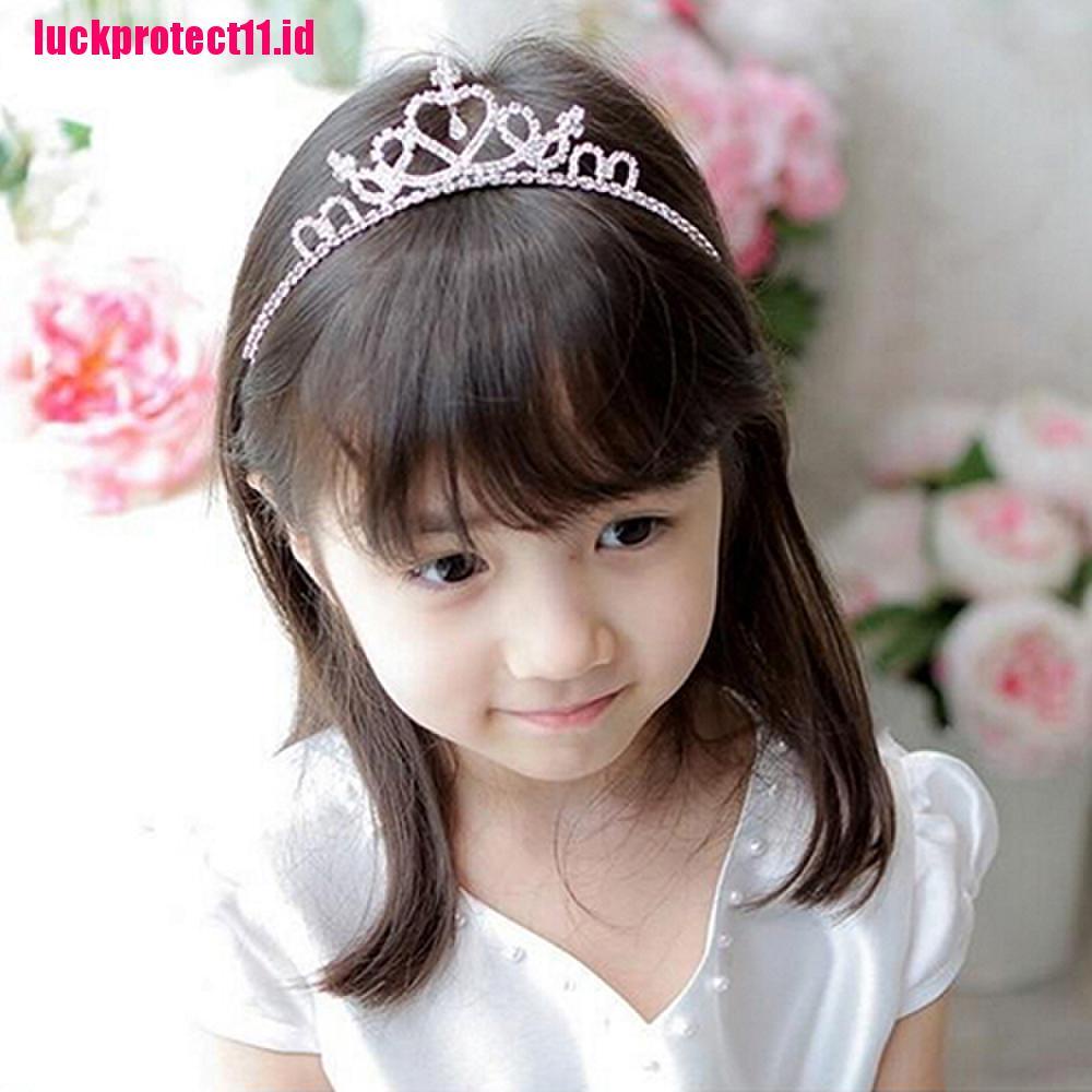 (LUCK) 1pc Bando Mahkota Princess Hias Kristal Berlian Imitasi Untuk Bayi / Anak Perempuan