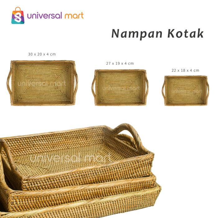 Nampan Nampan Saji Rotan Kotak - Baki Anyaman Rotan Ate Hanmade