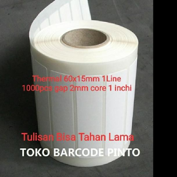 

➨ 60x15mm direct thermal 1line 1000pcs core1"gap2mm,Label stiker bare ◌