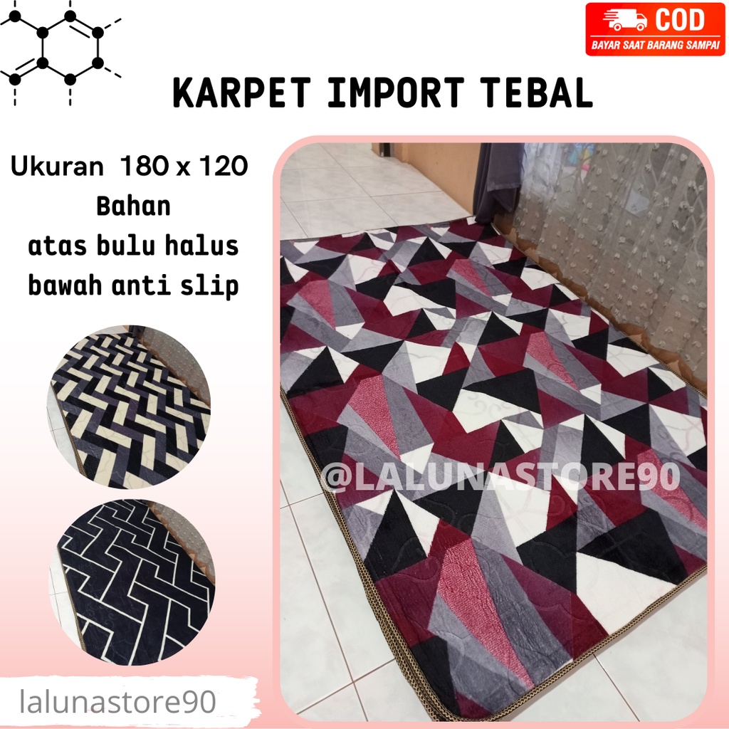 Ambal Malaysia Ukuran 180x120 Import Original | Karpet Lantai Kecil Bahan Busa Bulu Halus Anti Slip 