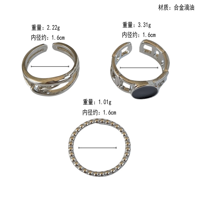 3 Pcs/set Silver Adjustable Rings Set Elegant Cool Girl Ring Simple Fashion Women Accessories Jewelry