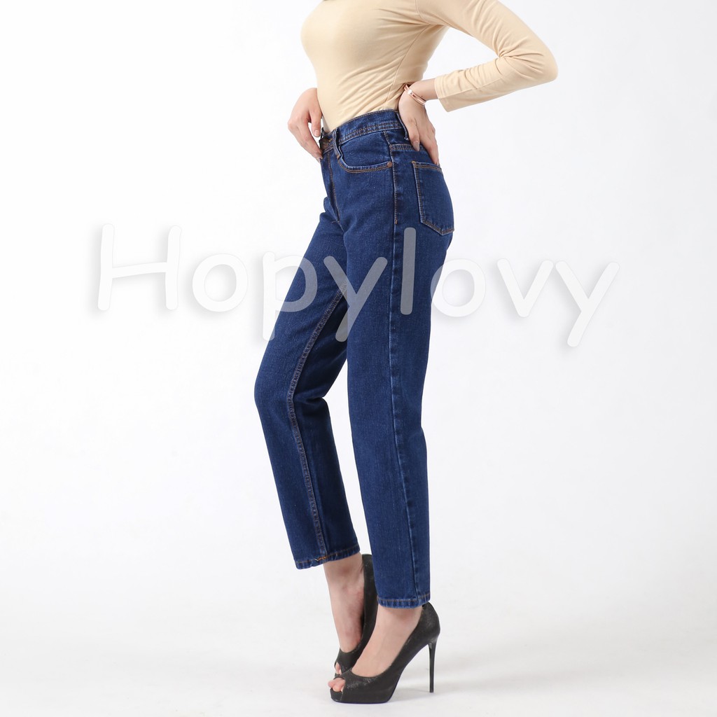 HOPYLOVY - Celana Wanita Plain Boyfriend Jeans BF Promo