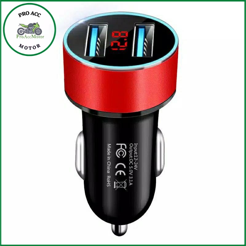 Car Charger Colokan Charger Mobil dan sepeda motor 2 Ports 3.1A 12V-24V