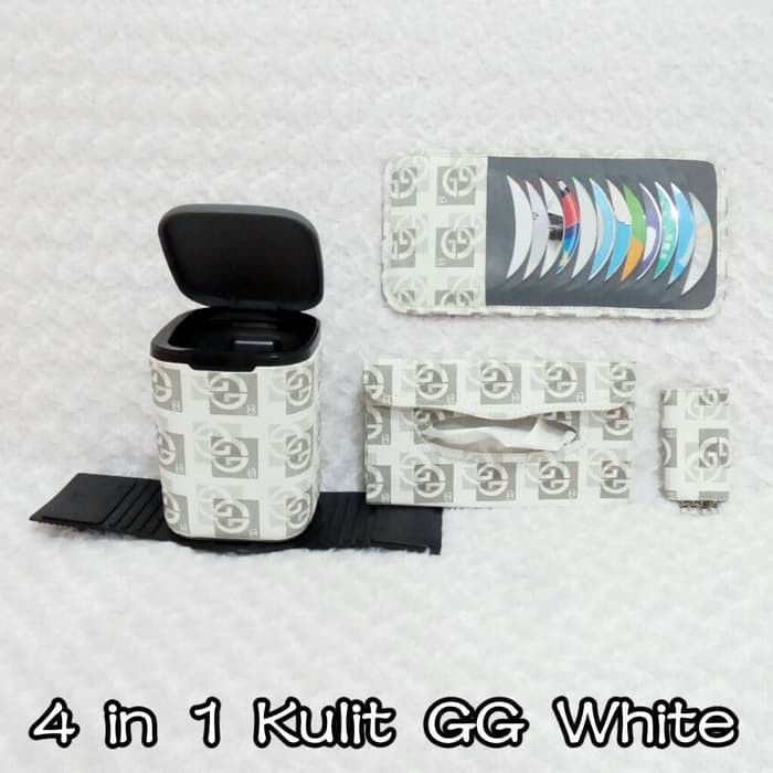 Tempat tong sampah CD tisu tissue dompet kunci stnk mobil KuLiT gucci putih 4 M