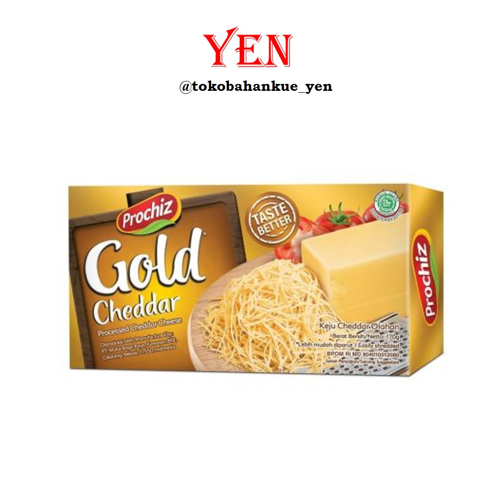 

Prochiz Gold Cheddar / Keju Cheddar Olahan / Keju Parut 170gr