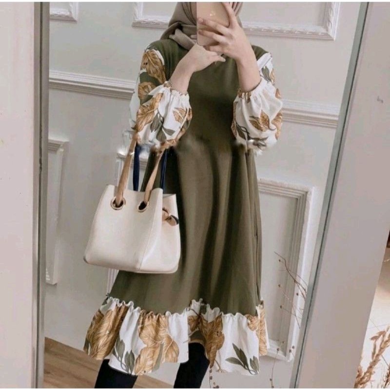PROMO ONE SET FINA  / ONE SET  STANDART JUMBO / ONE SET - RAYON - ZAZA  / LD 100/105/110/115/120 CM  DAILY  TUNIK WANITA SET MOSCREPRE PREMIUM-FINA ARMY SET