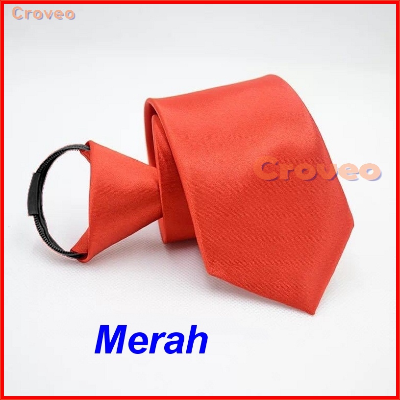 Dasi Pria Instan Siap Pakai Resleting Slim Polos 3 Inch Langsung Otomatis Kantor Ospek 3inch 8 cm Cowok Wisuda Kerja Hitam Formal Merah Biru Velcro kretekan Praktis Jadi Warna tie Perekat Restleting Sleting Ikat Sendiri Pesta Sekolah Silver Impor Murah cm