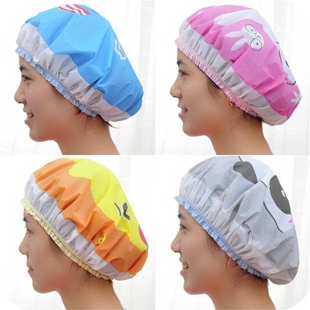 Shower Cap Karakter Topi Keramas Penutup Rambut Anak Dewasa Bahan Plastik PVC
