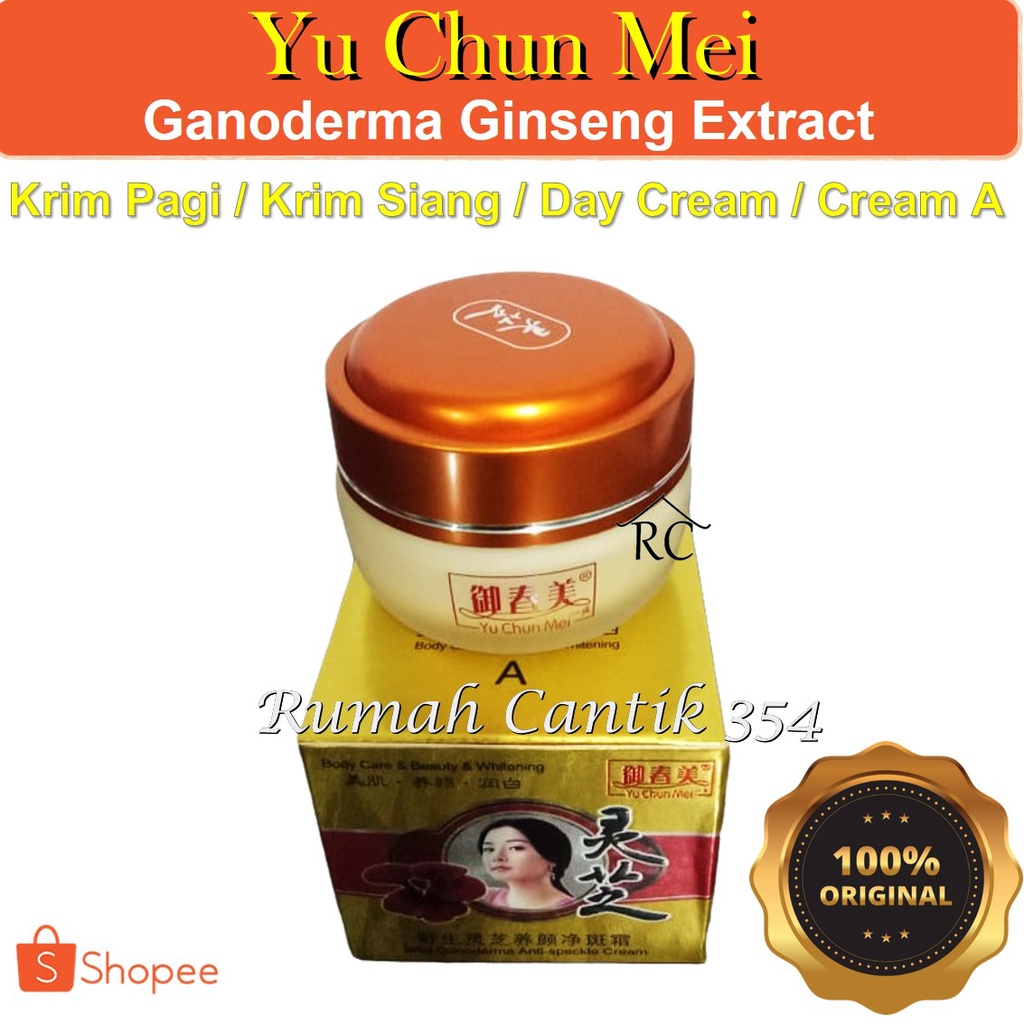 Yu Chun Mei Gold Ginseng Ganoderma Day Cream / Krim Pagi / Krim A Rumah Cantik 354 YuChunMei Gold Ginseng Ganoderma Herbal Cream