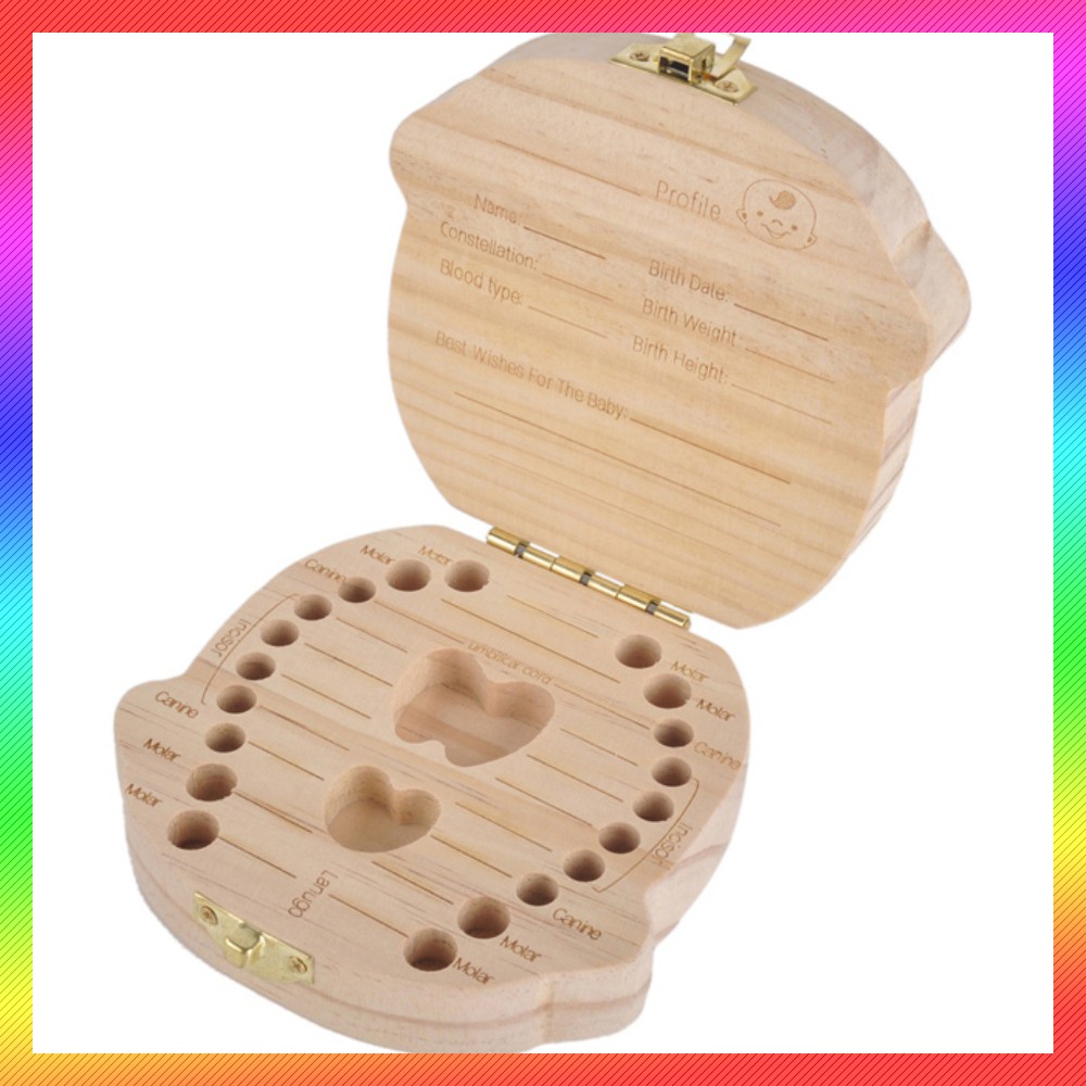 GS8 Kotak Tempat Gigi Susu Bayi Baby Teeth Wood Box Model Bayi Perempuan Anak