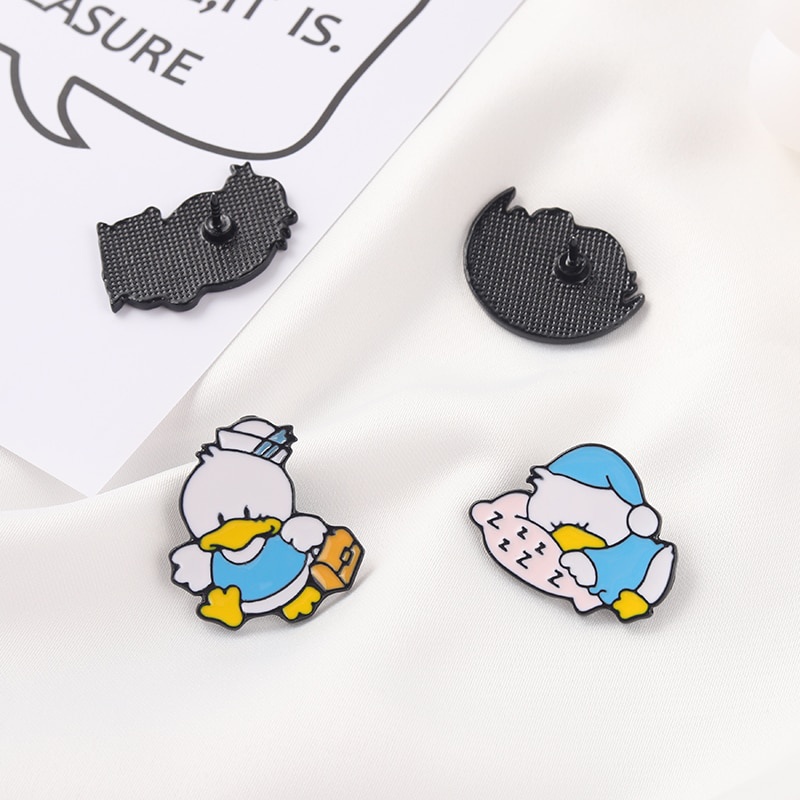 Daily Life of Ducks Enamel Pin Custom School Duck Brooch Bag Lapel Pin Cartoon Movie Animal Badge Jewelry Gift for Kids