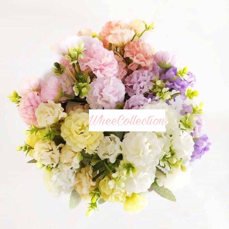 WHEE-AF40 BUNGA KRISAN BULAT BUNGA HIAS PLASTIK ARTIFICIAL HOME DECOR BACKDROP CAFE WEDDING