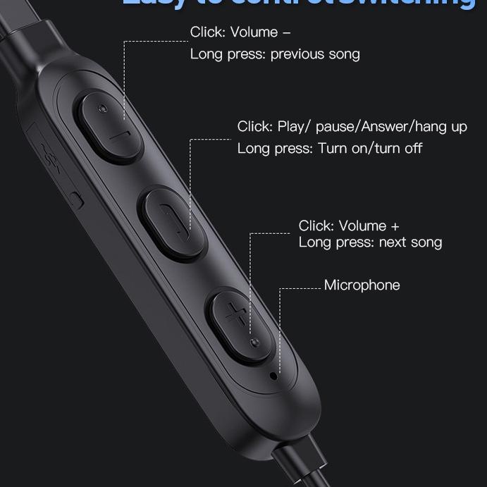 (NEW) ECLE Wireless Neckband Earphone Sports Headset Bluetooth Hanging Neckband Black