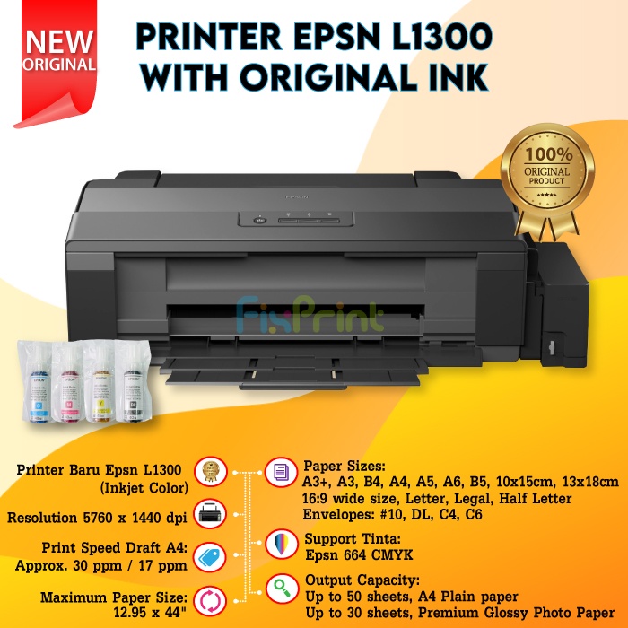 Epsn Printer L1300 L1800 Dengan Tinta 664 673 Fungsi Print Saja A3+