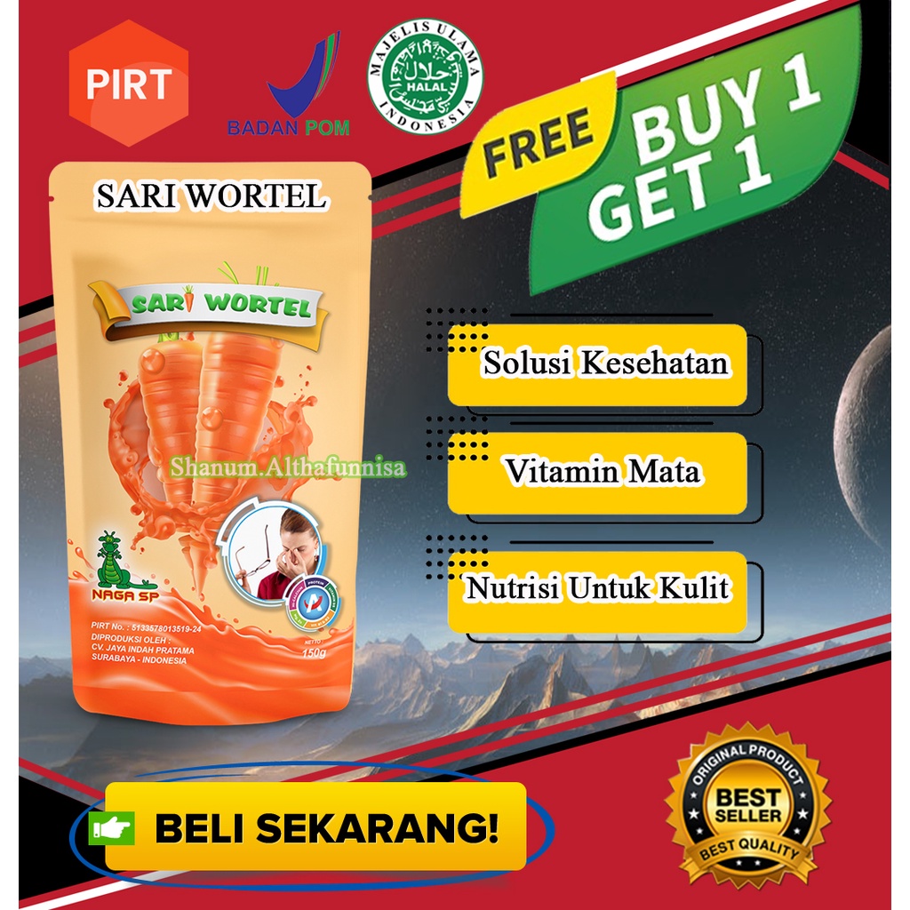 

SARI WORTEL NAGA SP 150g/ MINUMAN BUBUK HERBAL MATA KULIT SEHAT ALAMI (BELI 1 GRATIS 1)