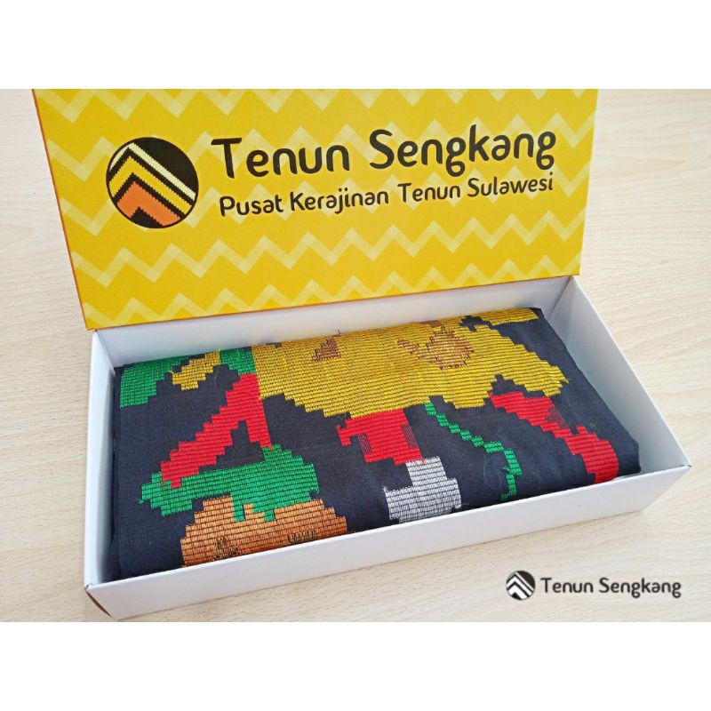 Kain Tenun Lagosi Asli Seri Motif Bunga Besar Grade 1A Hitam - Tenun Sengkang LAG-12 (Harga per Pcs)