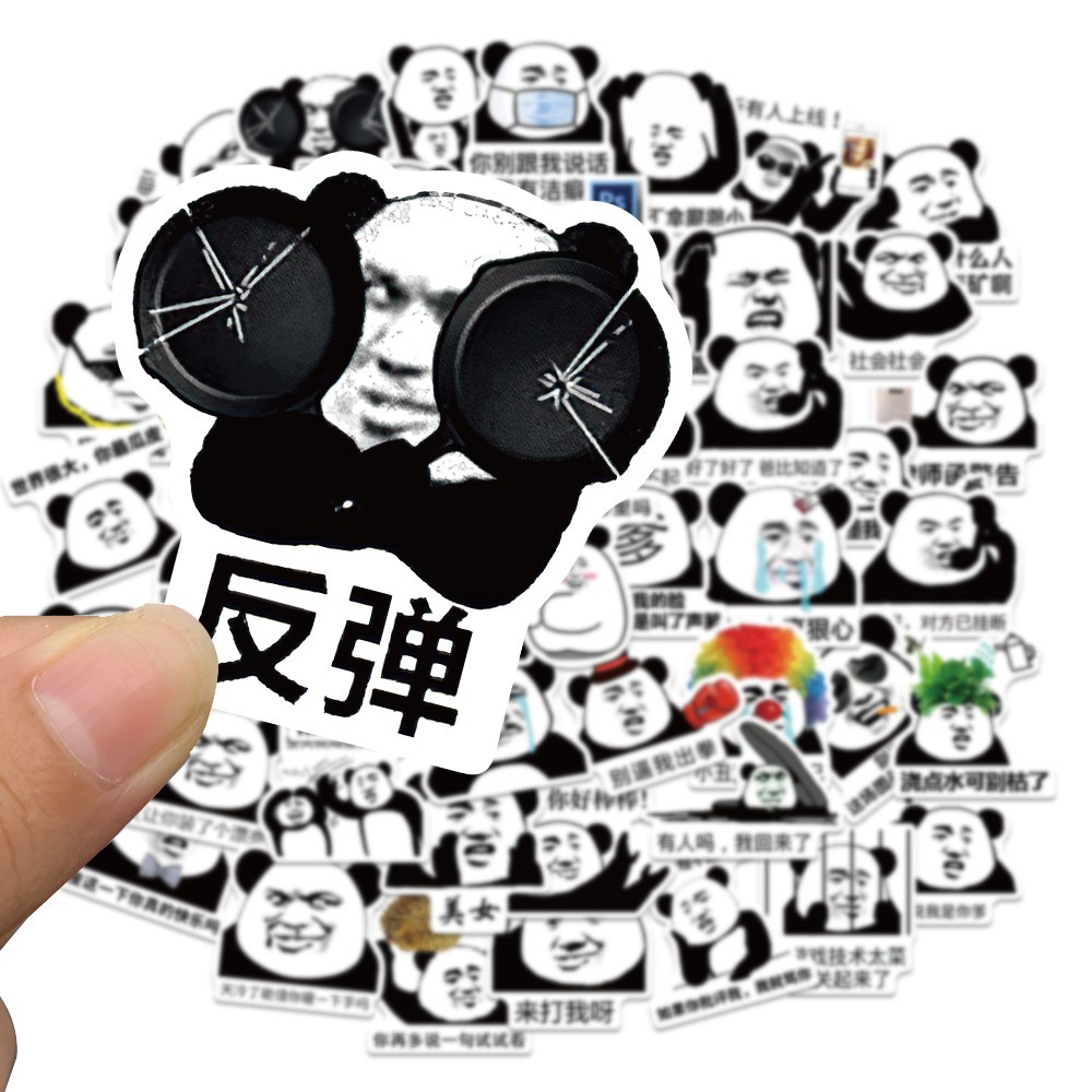 50PCS Panda Man Stickers Cool Funny emoticons Decal Sticker Toy For DIY Notebook Skateboard Laptop Guitar Helmet Stationery