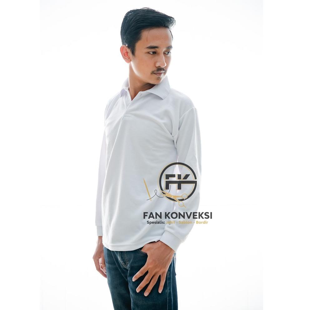 Polo Shirt Lengan Panjang Putih / Polo Polos / Baju Polo Polos / Baju Seragam [AS.25Au22ғ]