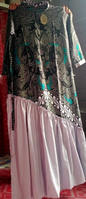 Couple Gamis Batik Keluarga Motif Parang Abu