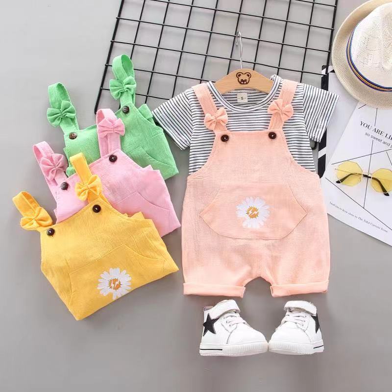 HappyOliver ANSOP FLOWER 1914 EBV Baju Overall Anak Perempuan Import Model Jumpsuit + Kaos dalaman