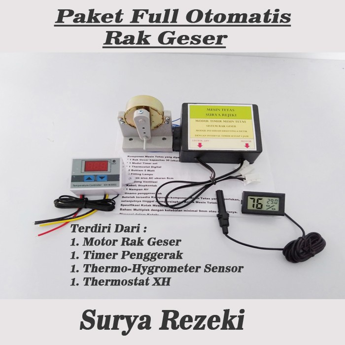 Paket Full Otomatis mesin tetas telur Rak Geser dan Hygrometer Sensor Mesin Tetas Telur