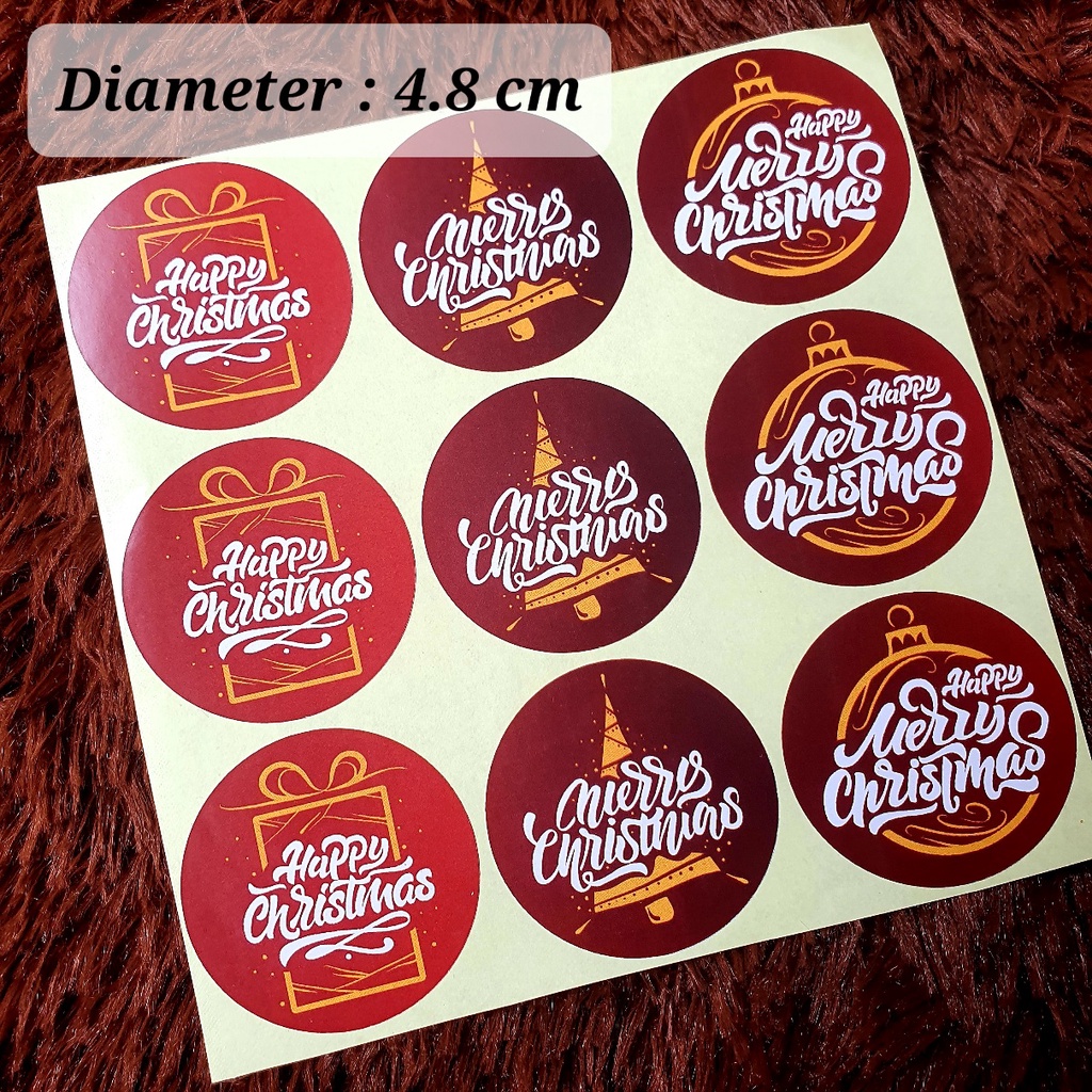 

Sticker Natal / Merry Christmas Bulat 4.8 cm - Stiker Hampers A