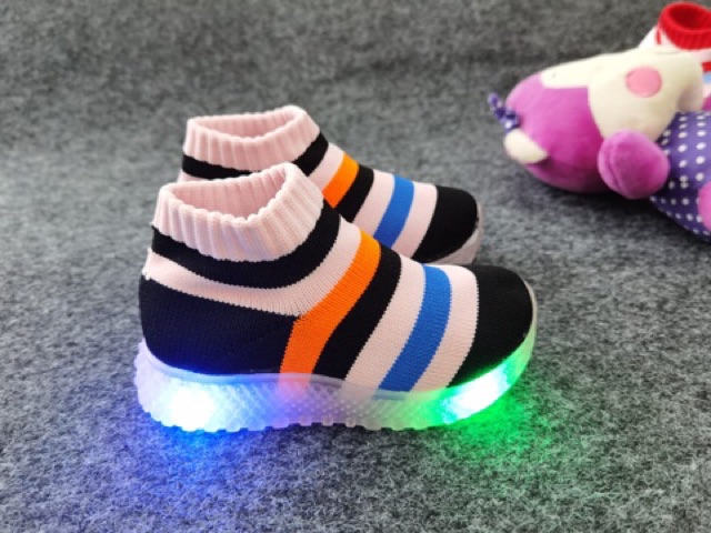 SEPATU LED CUTE MOTIP BOOT MODEL KAOS KAKI RAJUT HALUS