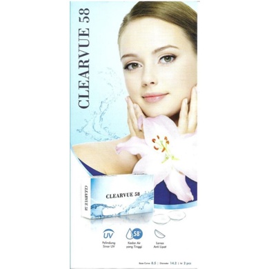 Softlens bening bulanan CLEARVUE58/soflen clear monthly clearvue 58 /soflens bening -0.50 s/d -10.00