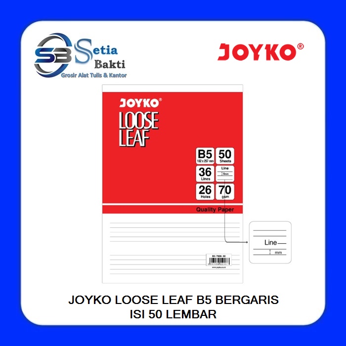 

JOYKO Isi Loose Leaf B5 Bergaris Isi 50 Lembar