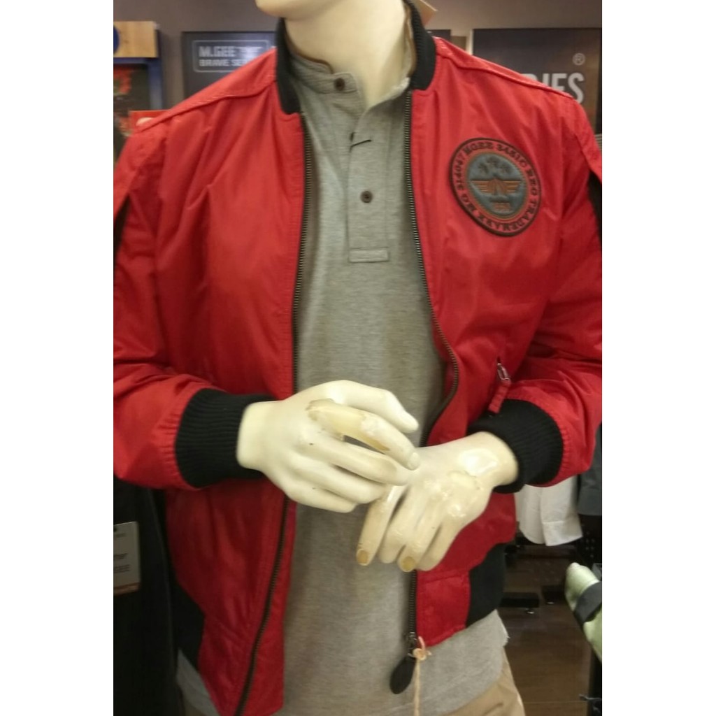 Jaket Bomber Asli MGEE 3451C Merah Cross C014