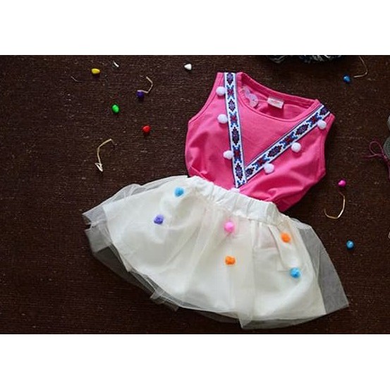 SETELAN ROK ANAK BAYI NEWBORN PEREMPUAN 0 1 2 3 BULAN PINK fanta PUTIH