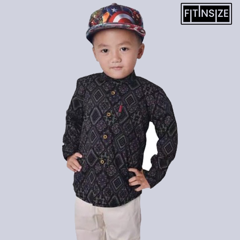 BATIK ANAK Dolby Dolbi Dobi Dobby Doby Tenun Slimfit Katun ATBM Baron Sarimbit Couple Premium Long Black.