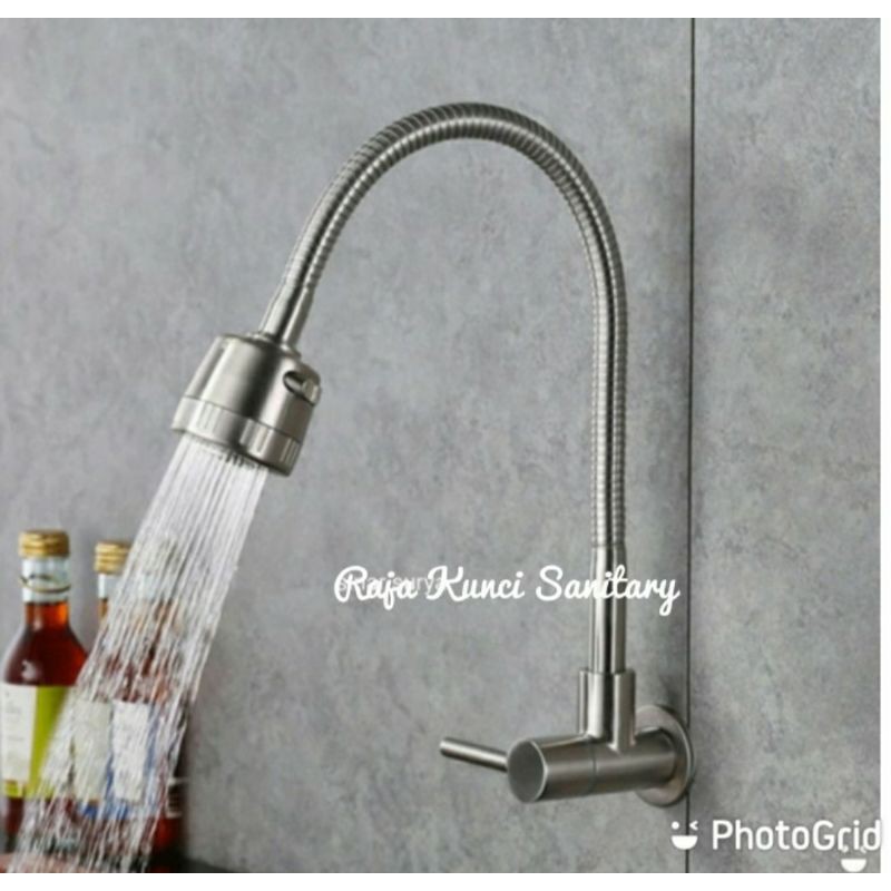 Kran Angsa Flexibel Tembok Stainless SUS 304/Kran Cuci Piring/Kran Dapur/Kran Kitchen Sink Model Per