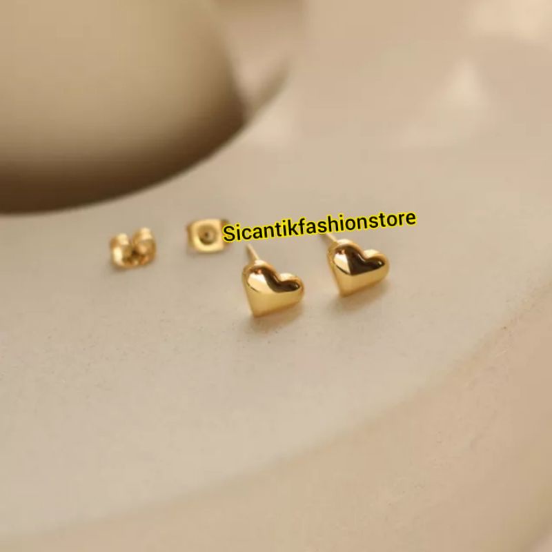 Anting Titanium Wanita Tusuk Gold Model Love Terbaru Terlaris Anti Karat Selamanya Anting Wanita Love K5 Gold  Anting Wanita Korea Kekinian