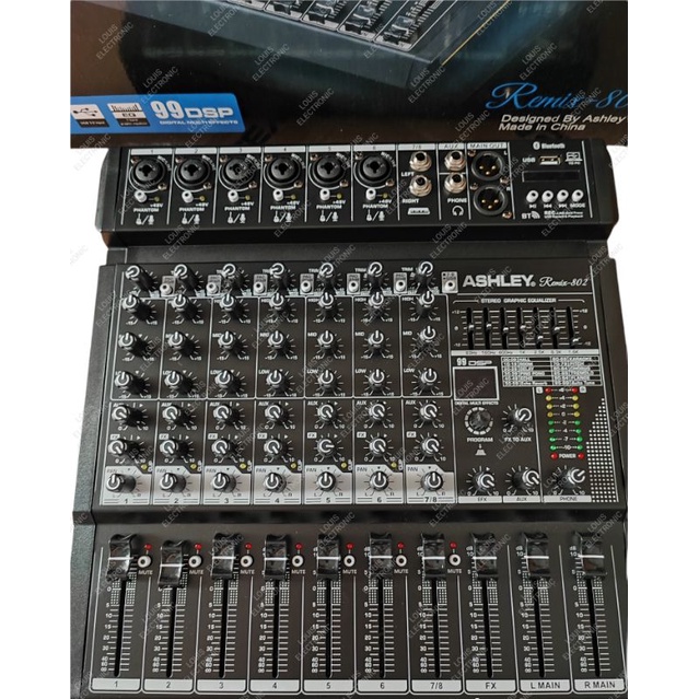 Mixer ASHLEY Remix 802 8 Channel Remix802 Effect Reverb Bluetooth ORIGINAL