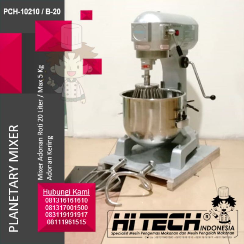 PLANETARY MIXER 20 LITER PRIMAX PCH-10210 B-20 MIXER ROTI 20L B20 MIKSER ADONAN ROTI 5 KG