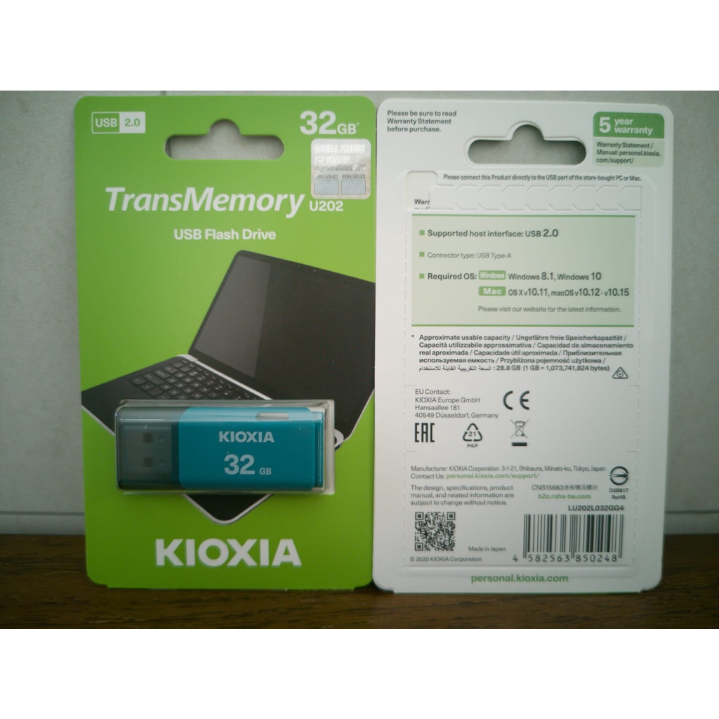 FLASHDISK KIOXIA 32GB USB 2 100% ORIGINAL JAPAN (TOSHIBA REBRANDING)