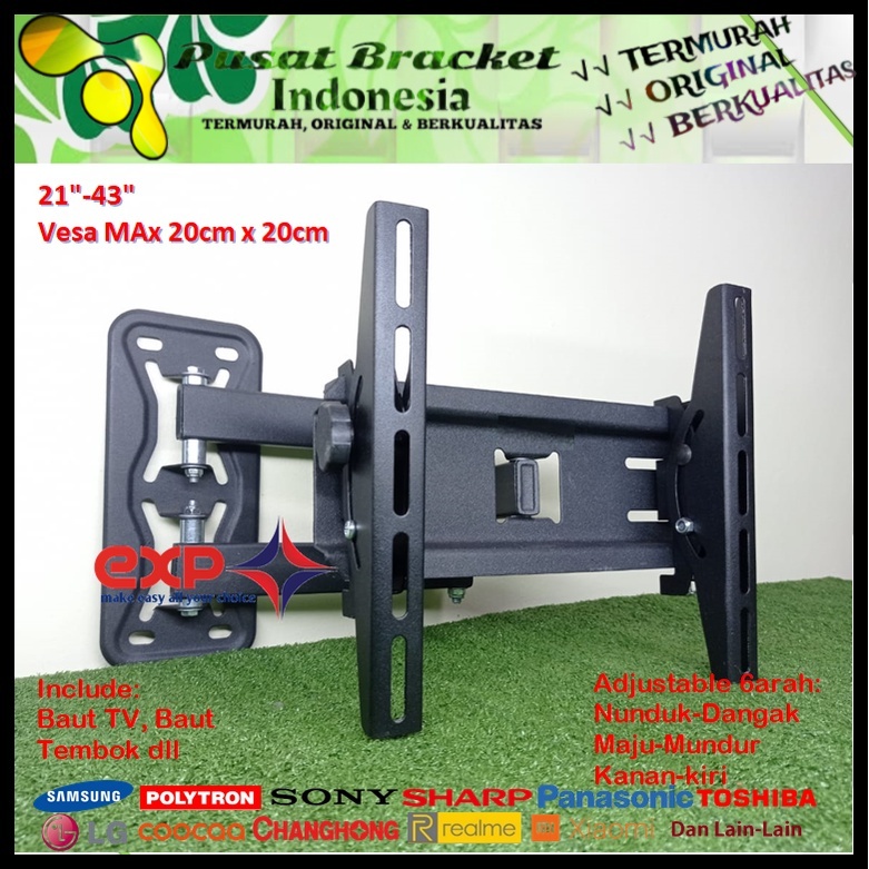 Bracket TV SONY 14 s/d 43 inch 6 ARAH FULL BESI SUPER KOKOH GARANSI 100% ORI