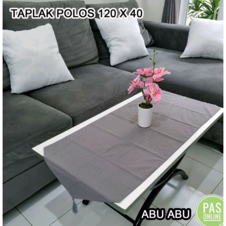 Taplak meja ruang tamu polos table runner minimalis 120X40 cm katun premium