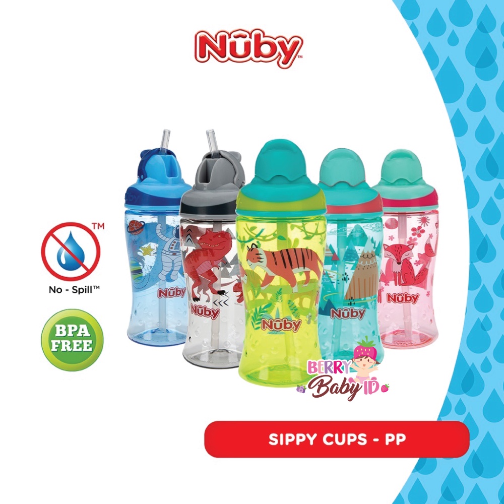 Nuby Thirsty Kids Sport Bottle Flip It Straw Botol Minum Sedotan Bayi Berry Mart