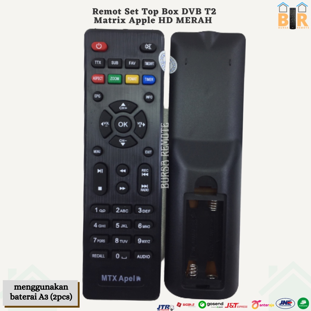 STB TV DIGITAL Remot / Remote Set Top Box DVB T2 Matrix Apple HD MERAH bergaransi android tv terbaik
