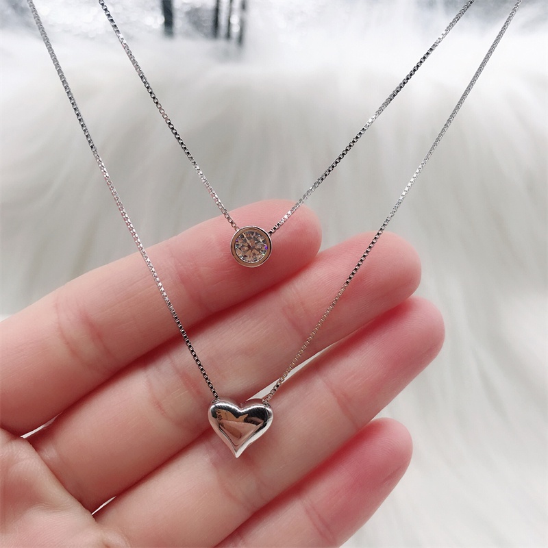 Kalung Model Lapis Ganda Bahan S925 Silver Gaya Korea Untuk Wanita
