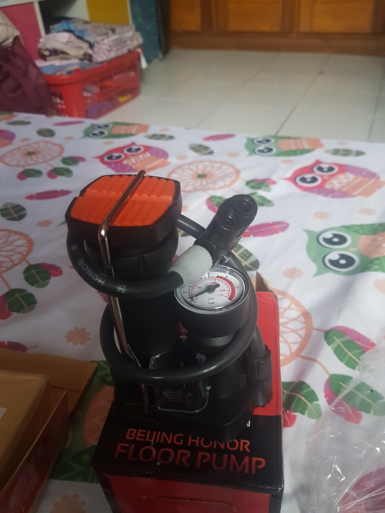 `fl00r` Pompa Sepeda Portable | Pompa Angin Injak/pompa Ban Motor Serbaguna Honor High Pressure [*]