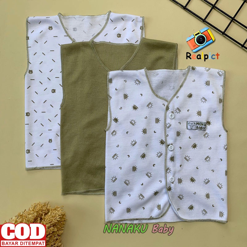 3 PCS Baju Newborn Bayi Baru Lahir Baju Lengan Kutung Usia 0-3 bulan Seri Army - Anababy